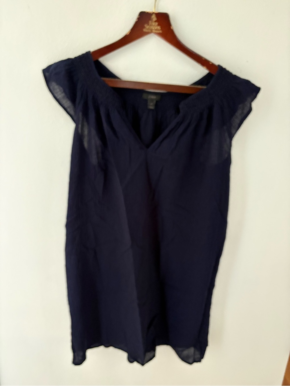 J. Crew Navy Cap-Sleeve V-Neck Swim Coverup M